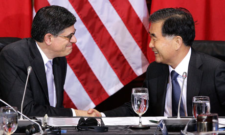 US Treasury secretary Jack Lew with Chinese vice-premier Wang Yang