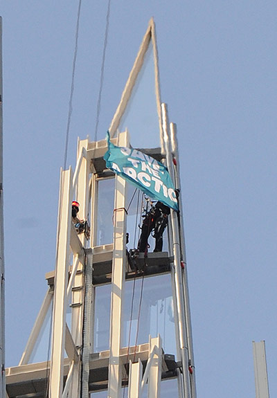 greenpeace shard: Greepeace protest on Shard