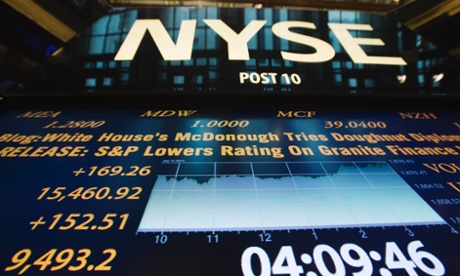 The day's final numbers are shown on an information board above the floor of the New York Stock Exchange shortly before the closing of the market in New York, July 11, 2013. The S&P 500 index and the Dow industrials closed on Thursday at record highs.