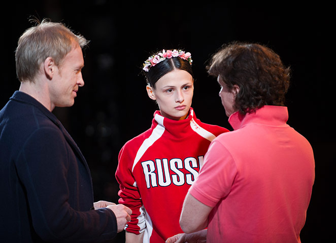 Coppelia: Igor Zelensky, Kristina Shapran and Anton Grishanin backstage during rehear