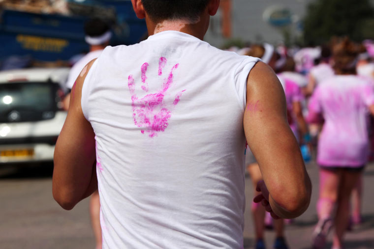 'The Color Run' 5km race in Wembley, London. 14/07/2013. Photo by Jonny Weeks / The Guardian.