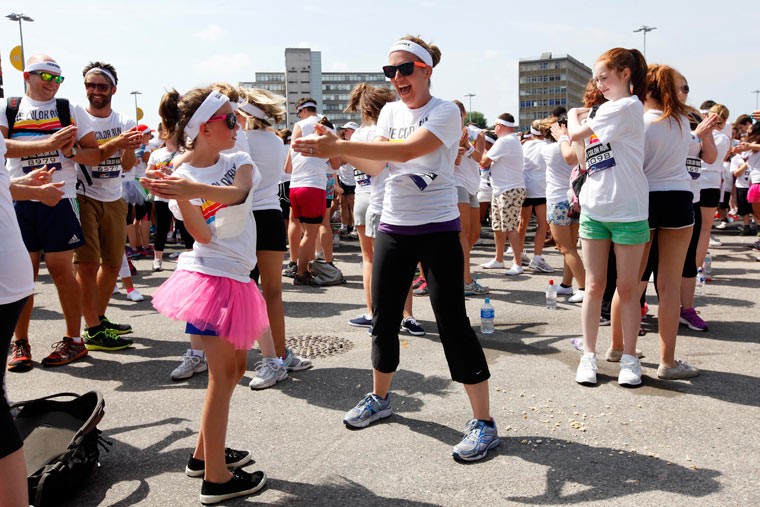 'The Color Run' 5km race in Wembley, London. 14/07/2013. Photo by Jonny Weeks / The Guardian.