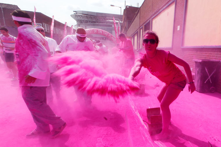 'The Color Run' 5km race in Wembley, London. 14/07/2013. Photo by Jonny Weeks / The Guardian.