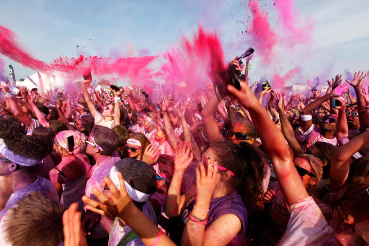 'The Color Run' 5km race in Wembley, London. 14/07/2013. Photo by Jonny Weeks / The Guardian.