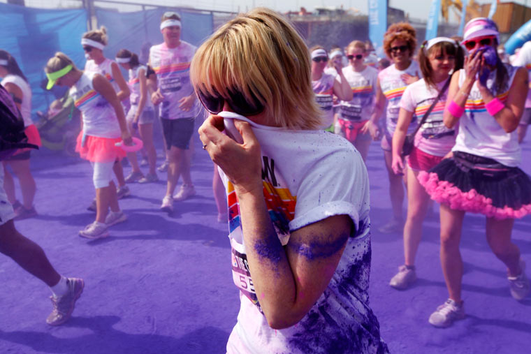 'The Color Run' 5km race in Wembley, London. 14/07/2013. Photo by Jonny Weeks / The Guardian.