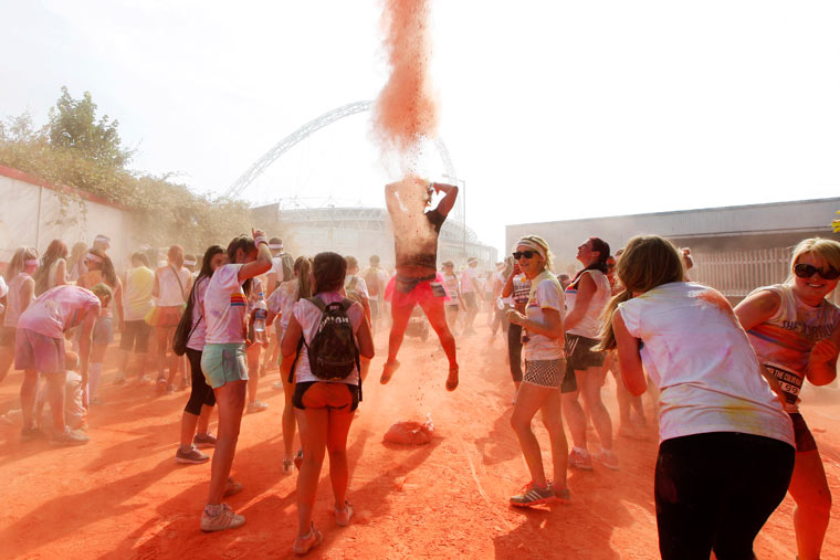 'The Color Run' 5km race in Wembley, London. 14/07/2013. Photo by Jonny Weeks / The Guardian.