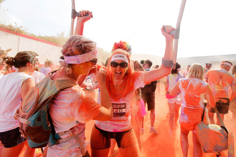 'The Color Run' 5km race in Wembley, London. 14/07/2013. Photo by Jonny Weeks / The Guardian.