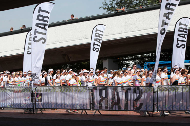 'The Color Run' 5km race in Wembley, London. 14/07/2013. Photo by Jonny Weeks / The Guardian.