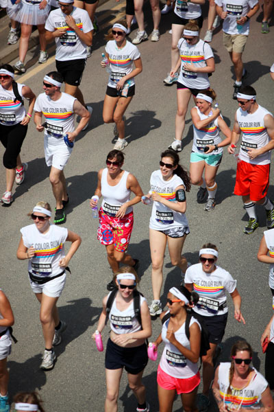 'The Color Run' 5km race in Wembley, London. 14/07/2013. Photo by Jonny Weeks / The Guardian.