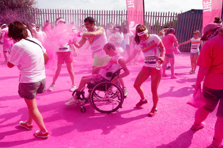 'The Color Run' 5km race in Wembley, London. 14/07/2013. Photo by Jonny Weeks / The Guardian.