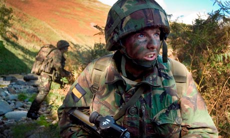 Territorial Army soldiers on military exercise in the Cheviot Hills