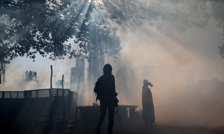 Anti-malaria fumigation in India