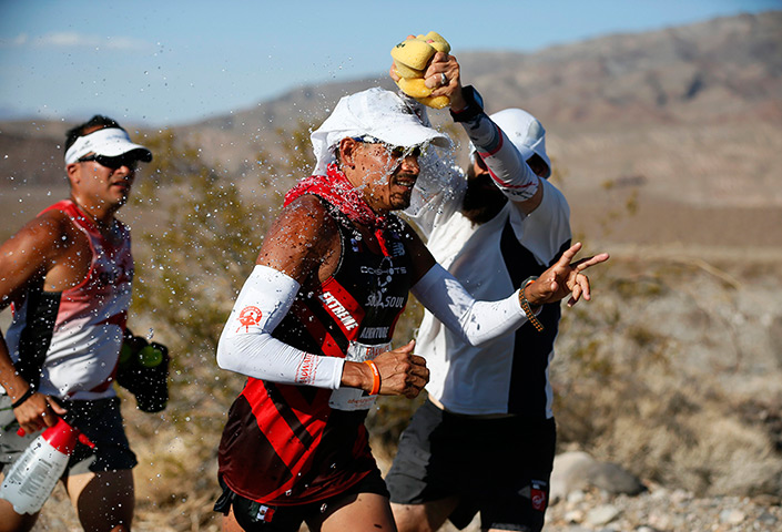 FTA Lucy Nicholson: Oswaldo Lopez from Mexico is doused with water 