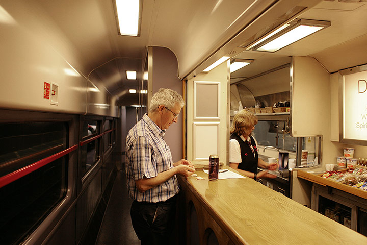 Night Riviera: A passenger takes a night cap