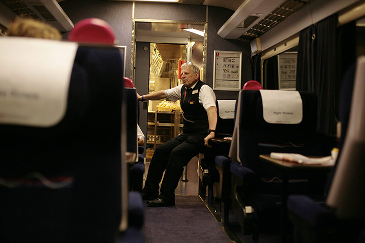 Night Riviera: A member of staff takes a breather