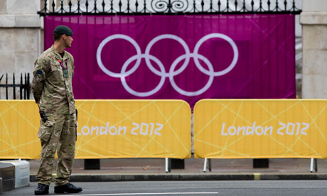 UK - London 2012 Olympics - Soldiers on security duties in the Whitehall
