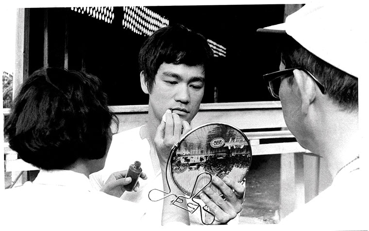 Bruce Lee: Bruce Lee in make up for the Hong Kong film The Big Boss 