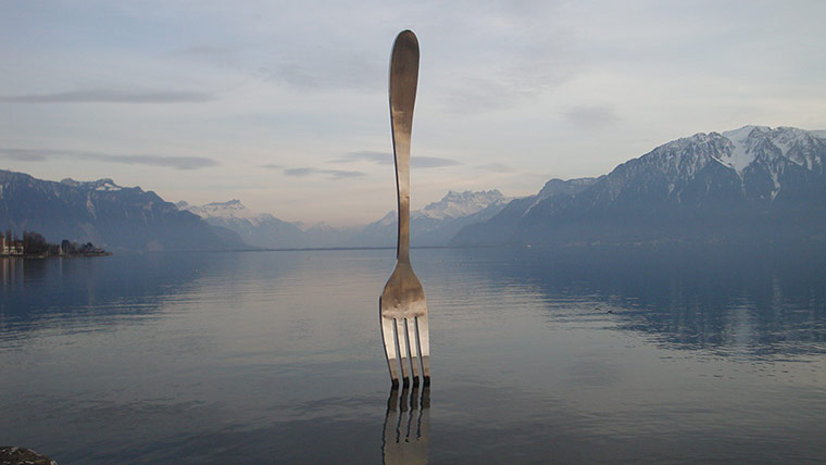 In Pictures - Dine: In Pictures - Dine - Giant fork in a lake 