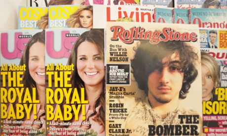 The August 1, 2013 issue of Rolling Stone Magazine features on the cover a portrait of Boston Bombing suspect Dzhokhar Tsarnaev. 