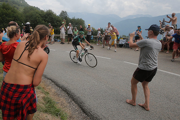 Tour de France Stage 19: Pierre Rolland of France climbs Tamie pass