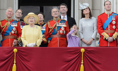 The Royal Family on the balcony after the Queen’s birthday parade last summer. 