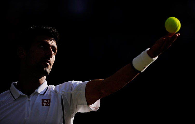 Tom Jenkins Wimbledon 7: Novak Djokovic serves in his match