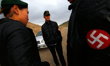 Members of the Mongolian neo-Nazi group Tsagaan Khass