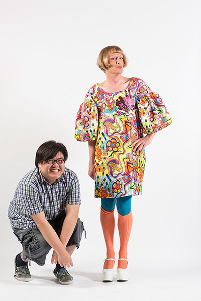 Central Saint Martins fashion student Angus Lai with Grayson Perry