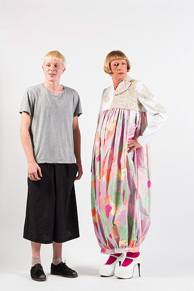 Central Saint Martins fashion student Ollie Thame with Grayson Perry