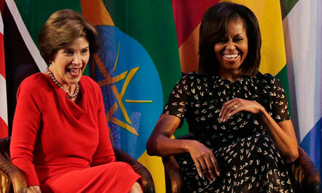 First ladies Michelle Obama Laura Bush Africa