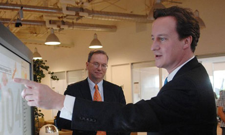 David Cameron and the Google boss Eric Schmidt