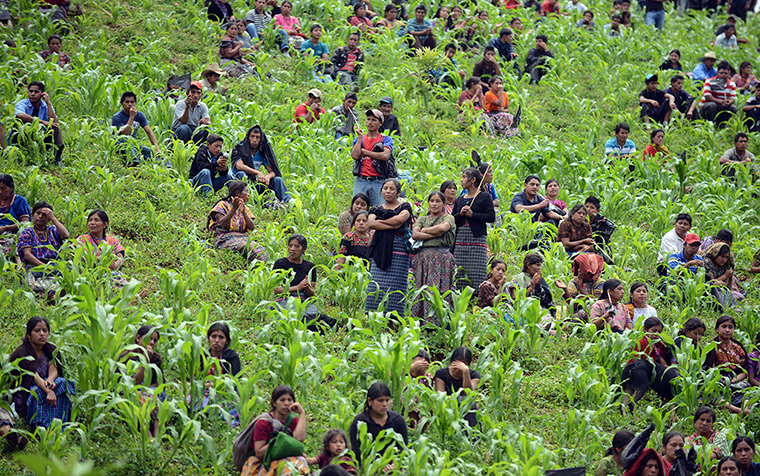 Weekend in pictures: San Juan Sacatepequez, Guatemala: People protest against the inauguration o