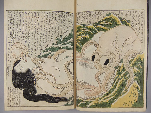 Aquatopia: Katsushika Hokusai: Tako to ama Pearl Diver and Two Octopi 1814