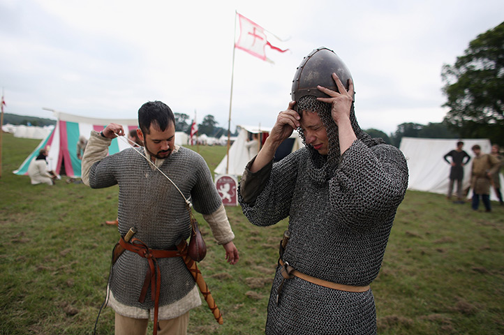 History Live re-enactment: Re-enactors prepare to take part in the 'History Live!' event 