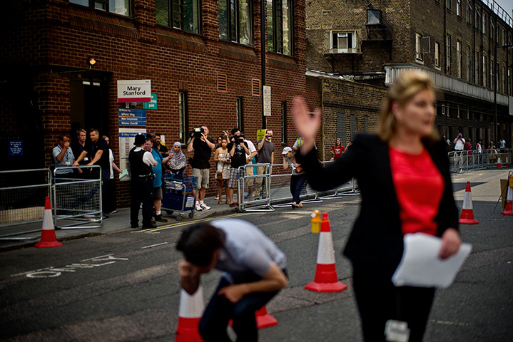 royal baby watch: media outside Lindo Wing of Queen Mary's Hospital Paddington
