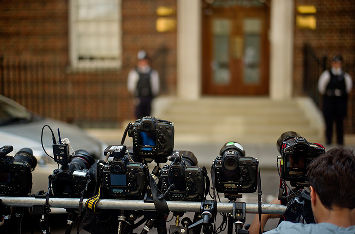 royal baby watch: media outside Lindo Wing of Queen Mary's Hospital Paddington