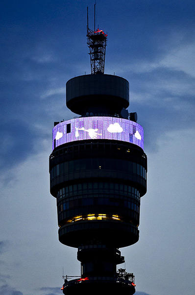 Royal blue: The BT tower announces the royal birth