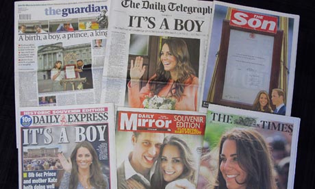 British daily newspaper front pages the day after the birth of the royal baby