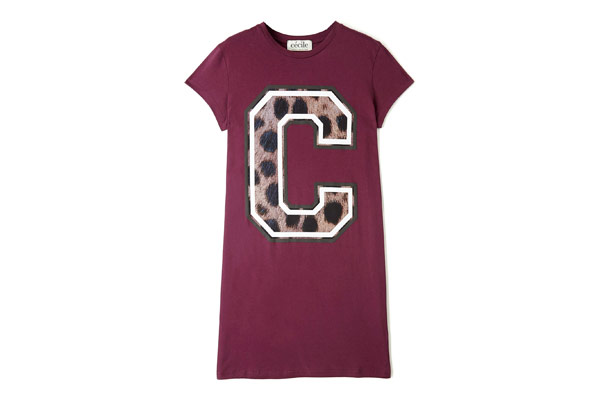 Summer dresses: Summer dresses: Maroon t-shirt dress with large C logo by Être Cécile 