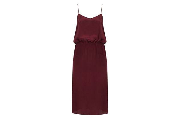 Summer dresses: Summer dresses strappy maroon midi slip dress by Topshop