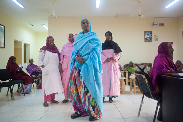 Mounira in a hospital waiting room in Djibouti
