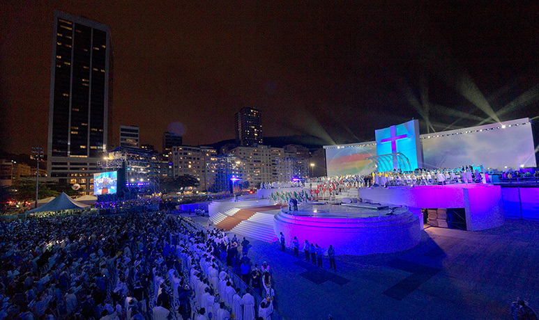 Pope in Brazil: A general view of the altar during the inaugural Mass of the 2013 World You