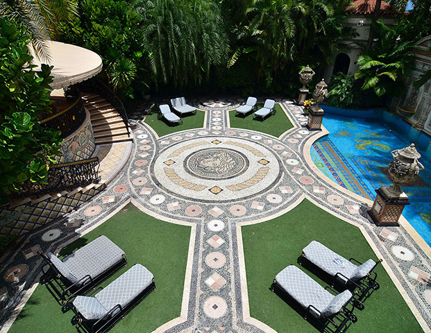 Versace house: The pool area 