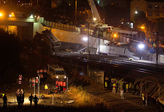 Spanish train crash: Emergency personnel conduct rescue operation overnight