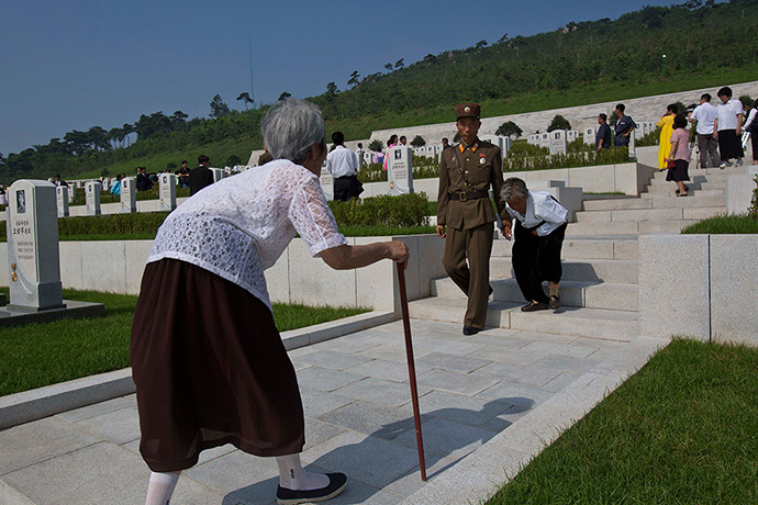 North Korea 60th: Elderly North Korean women tour a cemetery for Korean War veterans