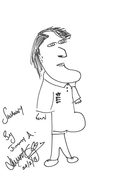 England cricketers: Graeme Swann by James Anderson cricketers drawings sale