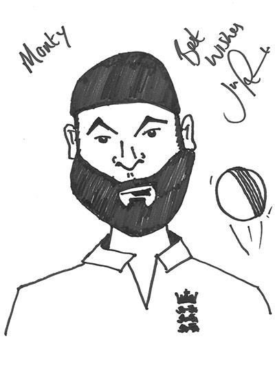 England cricketers: Monty Panesar by Joe Root - cricketers drawings sale