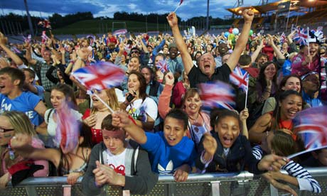 Fans cheering on Jessica Ennis at the Don Valley Stadium in Sheffield