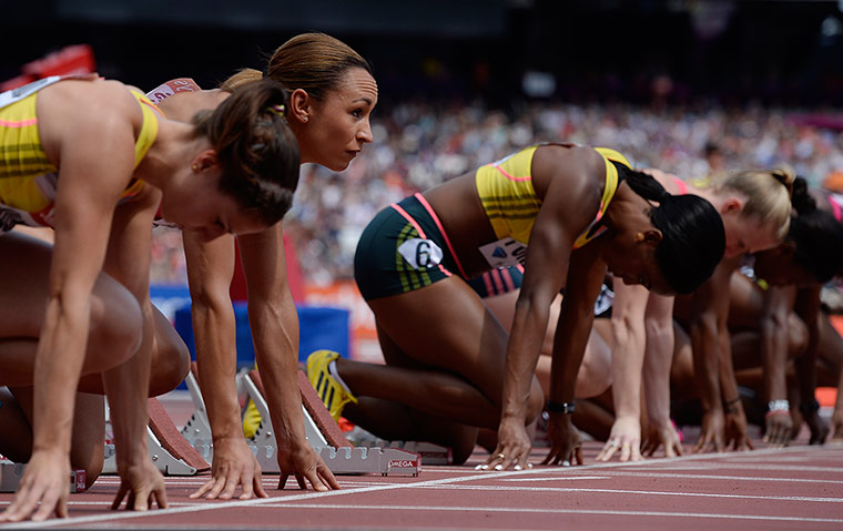 anniversary games: Jessica Ennis-Hill looks down the track