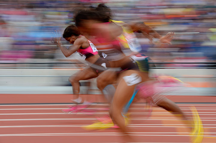 anniversary games: The start of the women's 100m final 